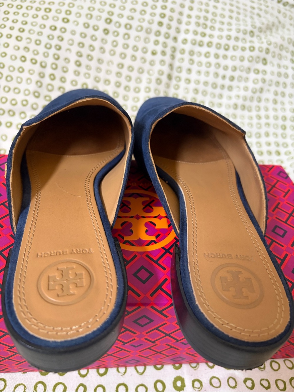 Tory Burch Carlotta Navy Suede Mule Slides - Picture 6 of 10